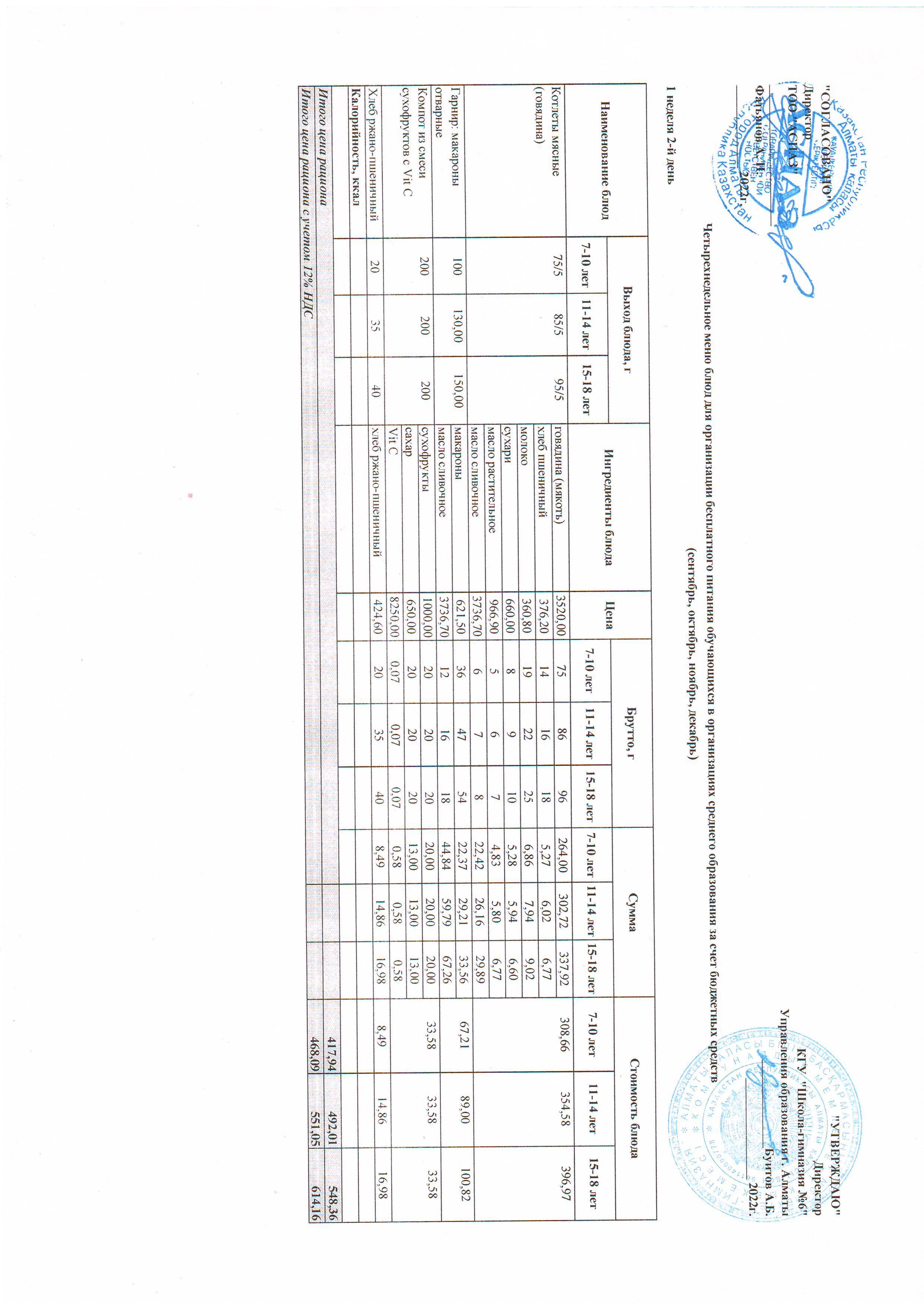 1 неделя 2 день / 1 апта 2 күн